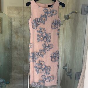 Ivanka Trump Pink Sheath Midi Dress Square Neck Sleeveless